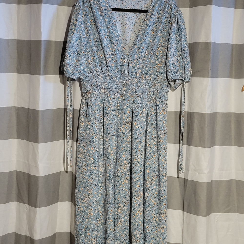 Blue floral 40s style dress